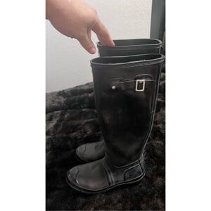 Hunter Gloss Tall Black Rubber Rain Boots Women’s Size 8